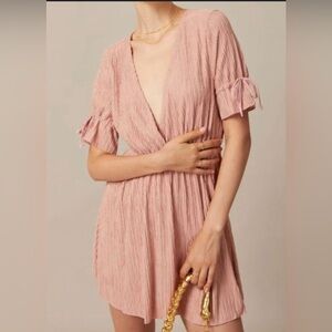 RIHOAS Pink Flutter Sleeve V-Neck Sundress